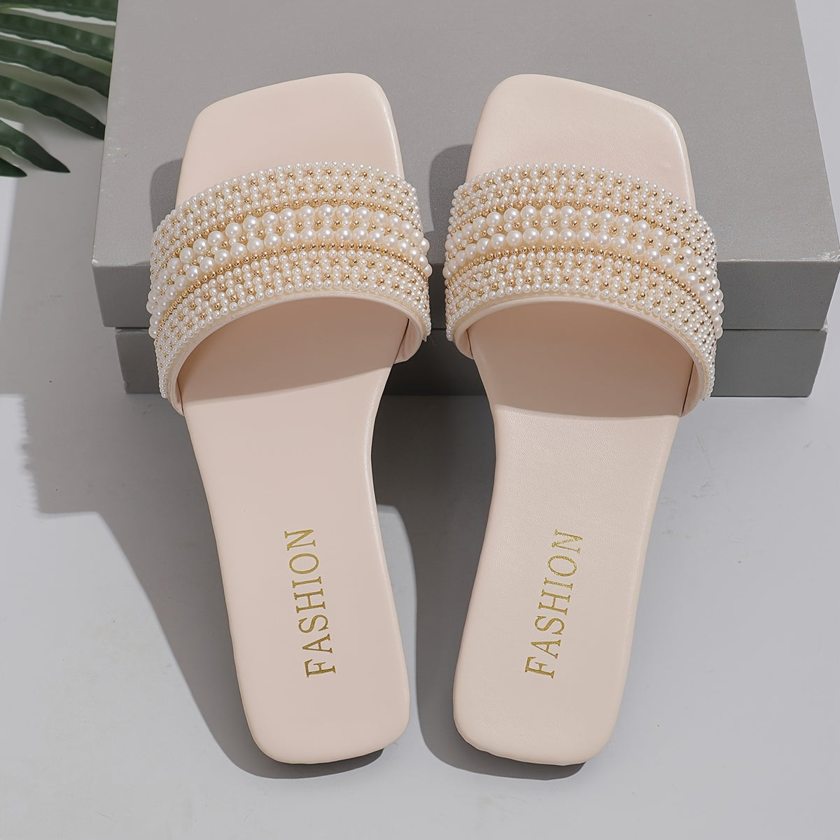 Women's Pearl Rhinestone Decor Indoor Sandals Comfortable All-Season