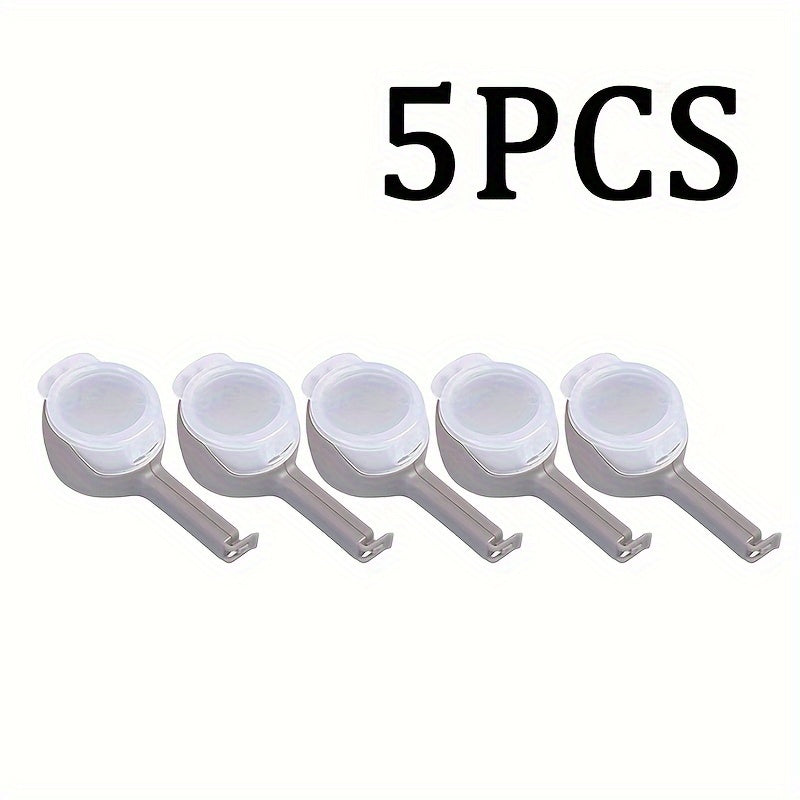 1, 2, 3, 4 yoki 5 ta ko'p maqsadli plastik oziq-ovqat sumkasi muhrlash kliplari, turli ranglarda, don saqlash uchun namlikdan himoyalovchi tarqatish nozzle bilan