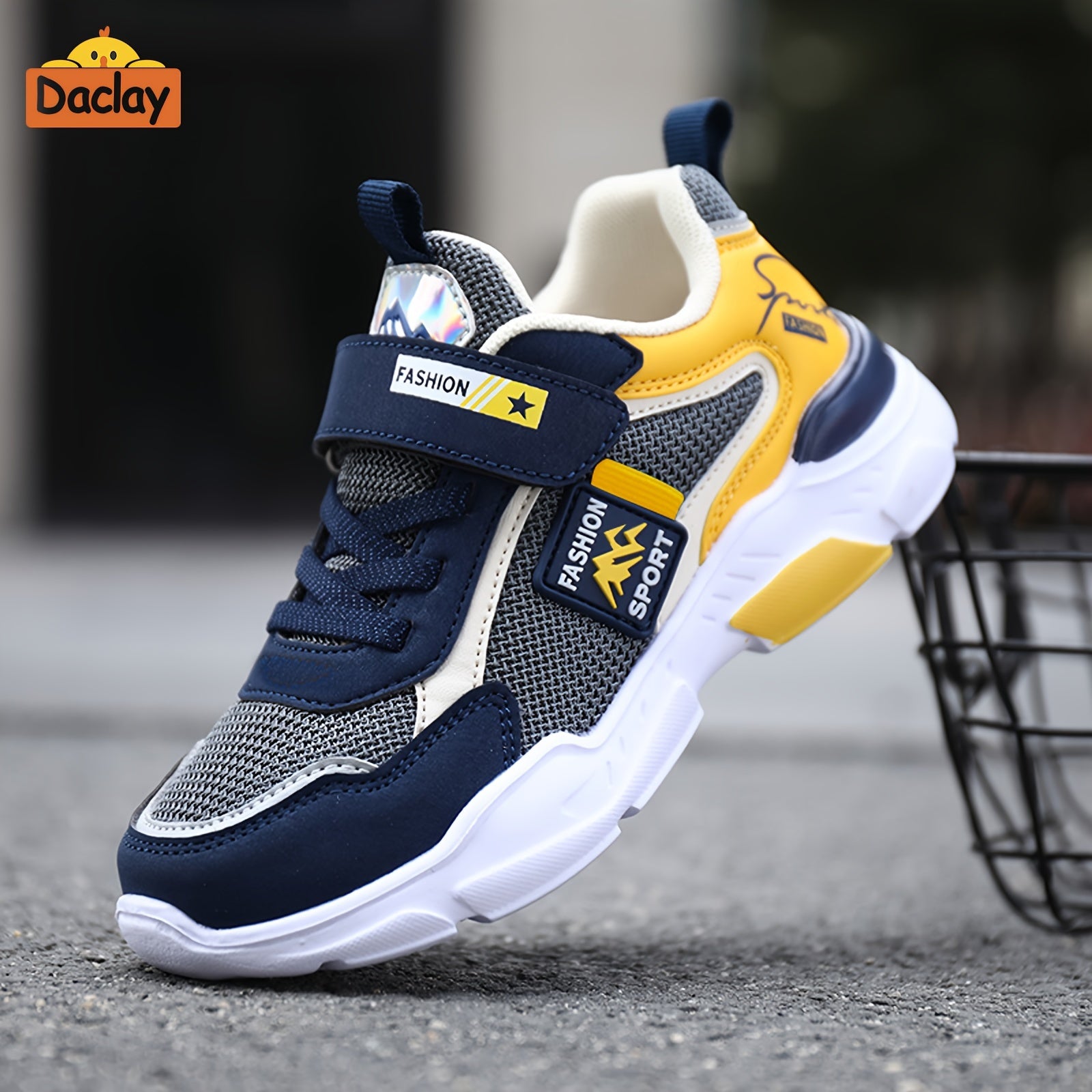 Zapatillas deportivas para niños con malla transpirable, cierre de velcro, aptas para todas las estaciones, suela duradera de PU