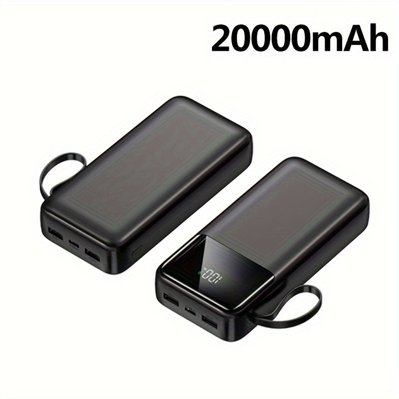 Banco de energía de 20000mAh con carga rápida, pantalla LED, doble salida, cargador de emergencia portátil