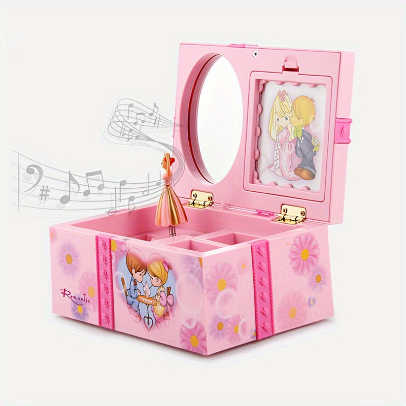 Girls Ballet Dancer Music Box with Mirror Rotating Jewelry Organizer Gift