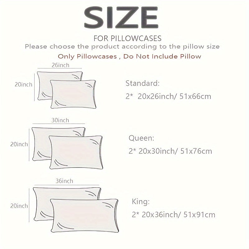 Set of Two Brushed Polyester Pillowcases Solid Color Breathable Envelope Closure