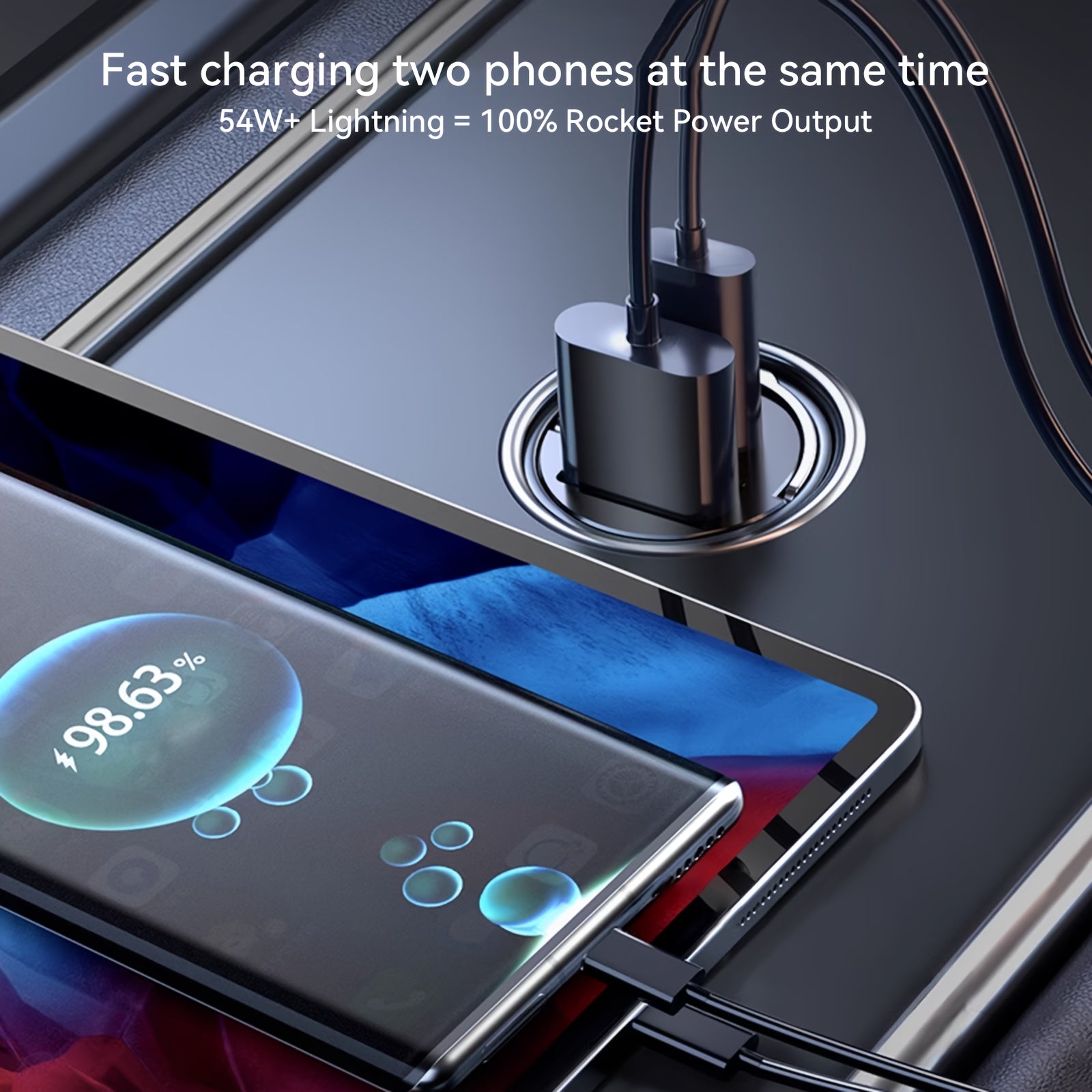 Mini USB Car Charger Dual Port 100W Fast Charging Metal Finish