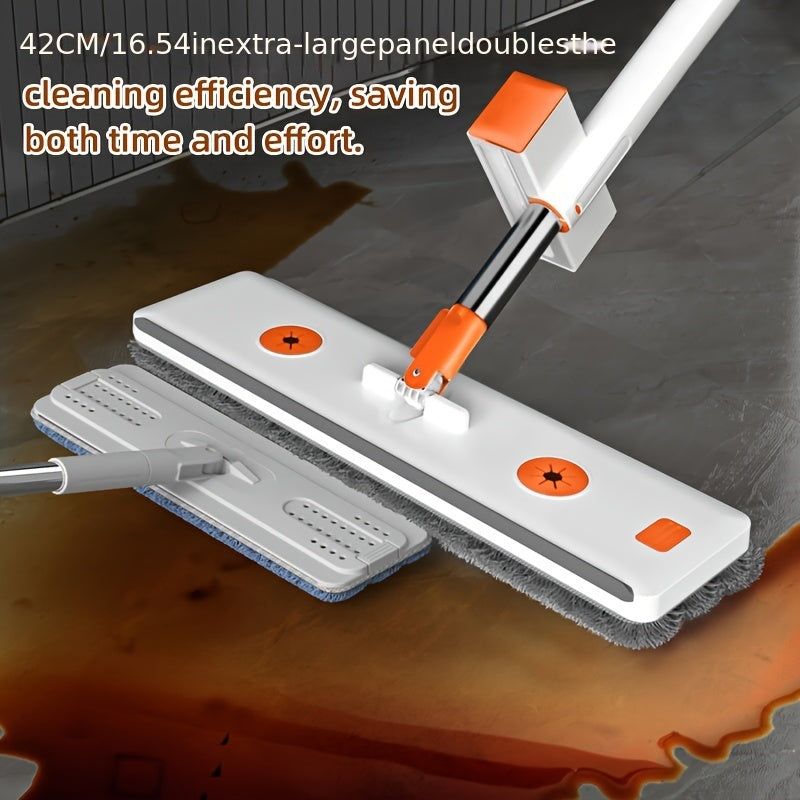 Stainless Steel Flat Mop Set with Long Handle for Multi-Surface Floor Cleaning