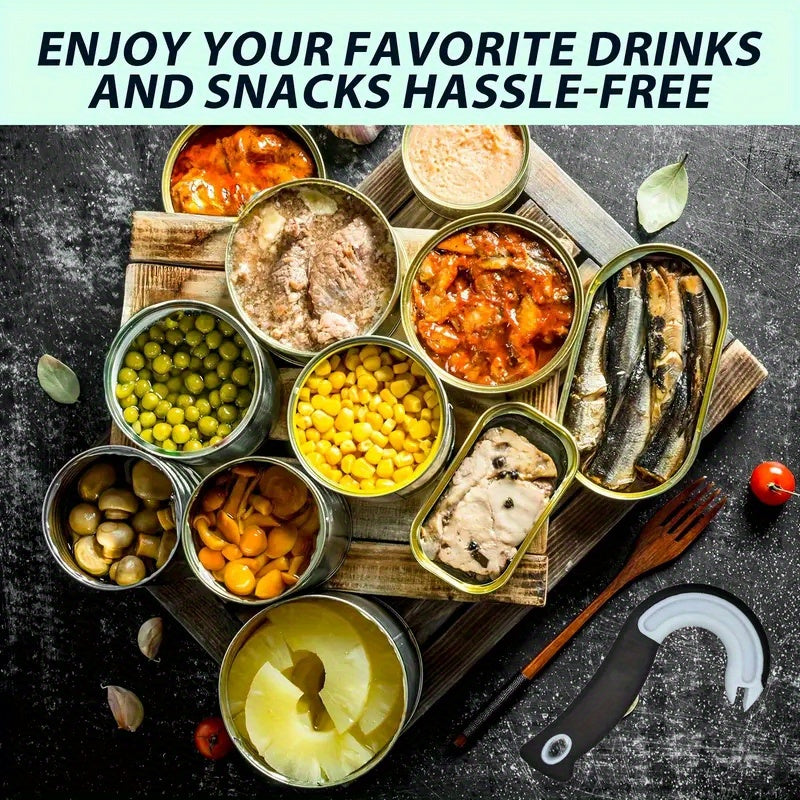 Can Opener Manual Ring Pull Non-Slip Rubber Handle Aluminum Kitchen Tool