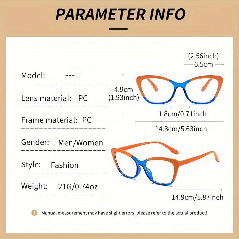 Women Cat Eye Glasses with Clear Lenses Y2K Style Acetate Anti-Blue Light Computer Eyewear