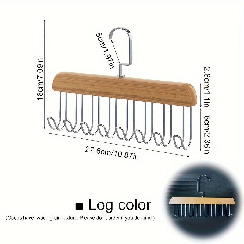 Wooden Hanger with 8 Hooks for Organizing Clothes and Accessories Space-Saving Drying Rack