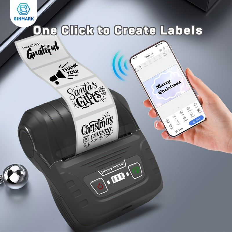 Mini Thermal Label Maker Portable Smartphone-Compatible USB Rechargeable Monochrome Printer for Labels