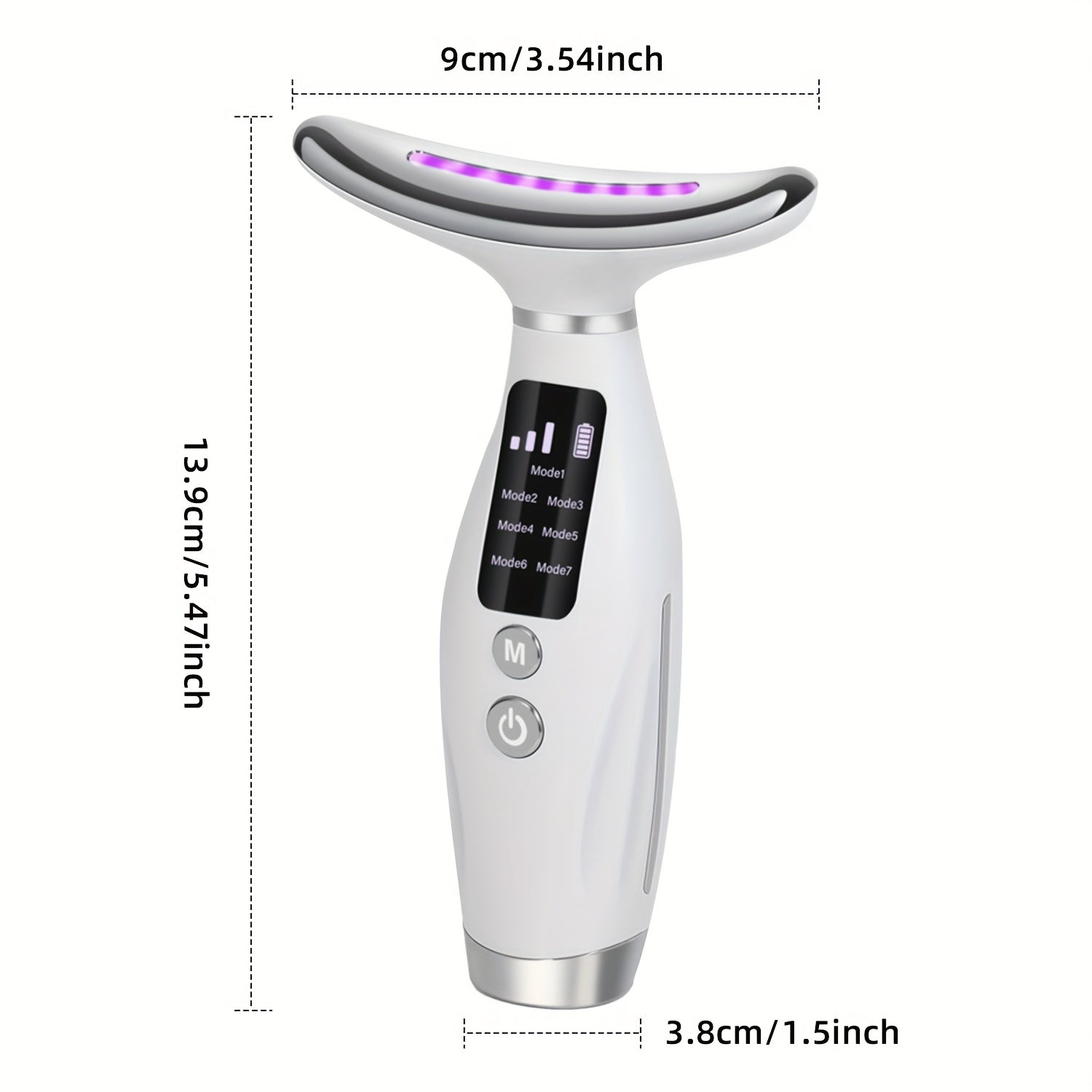 7 rangli LED isitiladigan yuz va bo'yin massaj qiluvchi, qayta zaryadlanadigan, 400mAh batareya. Ayollarning teri parvarishi uchun ideal, Onalar kuni sovg'asi, yuz va bo'yin massaji.