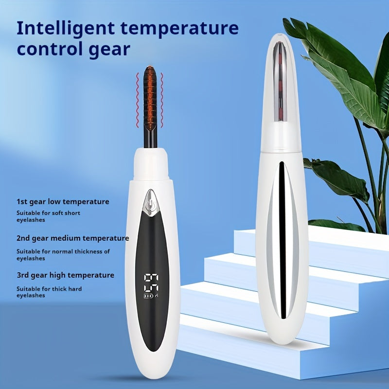 Rizador de pestañas eléctrico recargable por USB con 3 configuraciones de temperatura, rotación de 360 grados, batería de larga duración y portátil