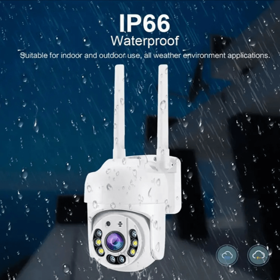 1080p Outdoor WiFi Security Camera IP66 Waterproof Pan-Tilt Night Vision Two-Way Audio Smartphone Compatible
