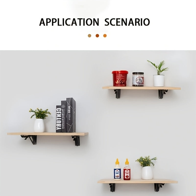 2pcs Heavy-Duty Stainless Steel Foldable L-Shaped Shelf Brackets for Space Saving