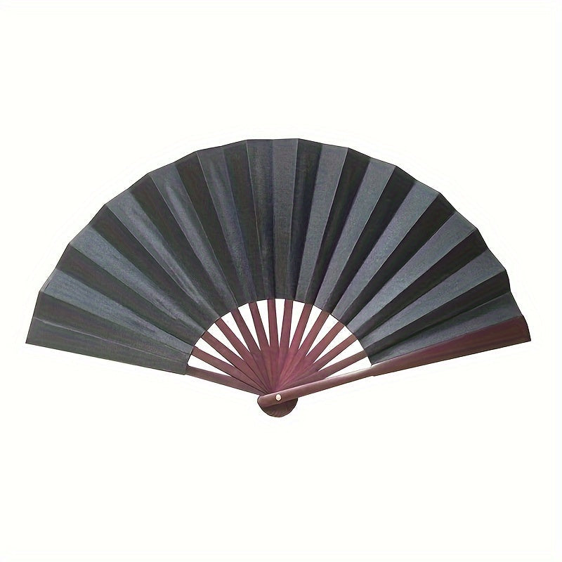 Black Bamboo Folding Fan for Weddings and Parties Traditional Textured Fabric