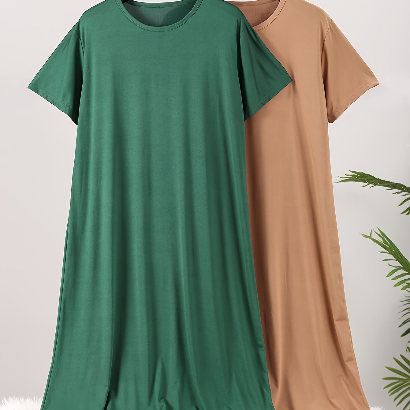 Женский комплект ночной одежды больших размеров, короткий рукав, однотонный ночной костюм