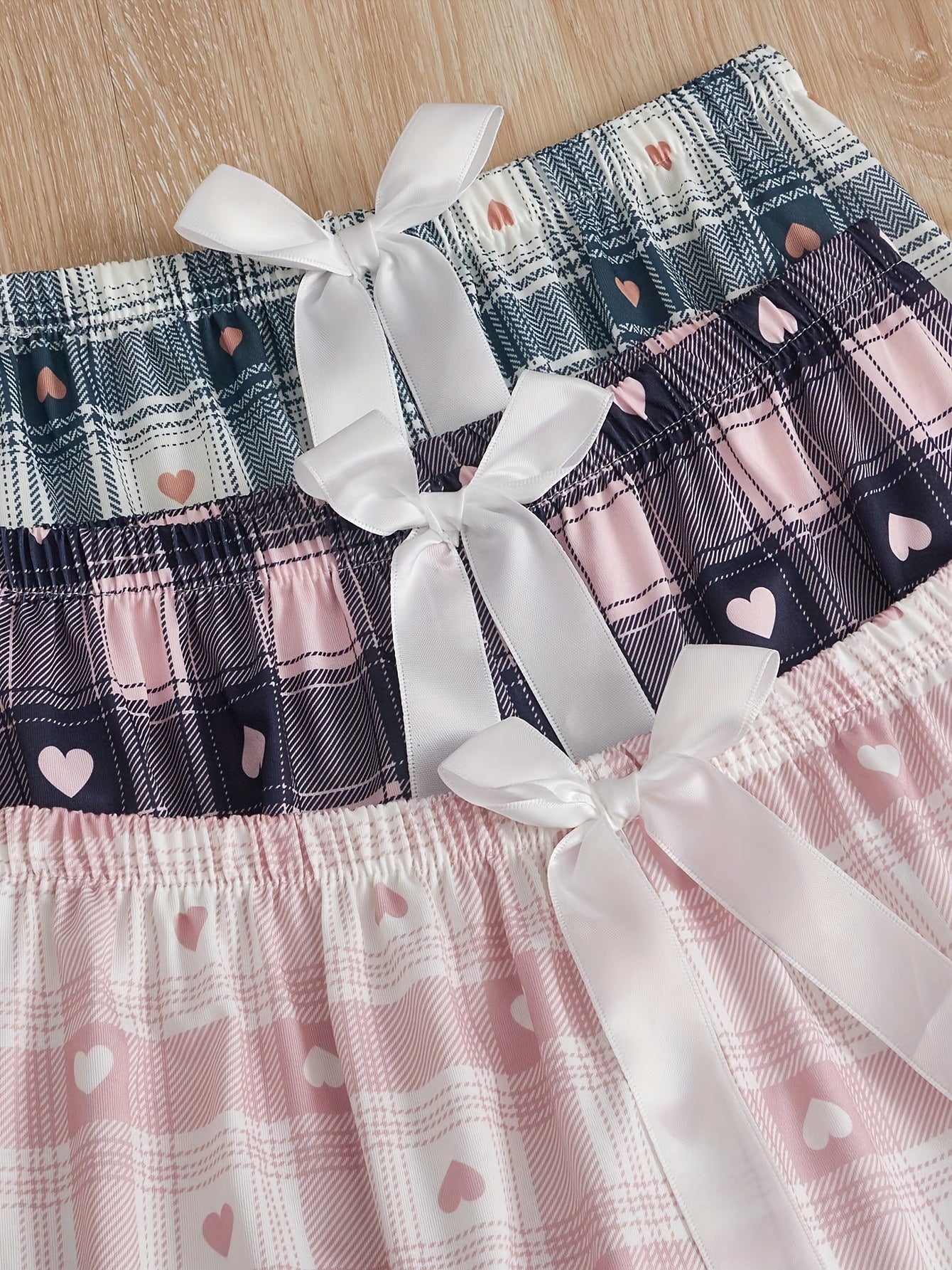 Women's Printed Plaid Sleep Pants 3-Pack All-Season Cropped Polyester