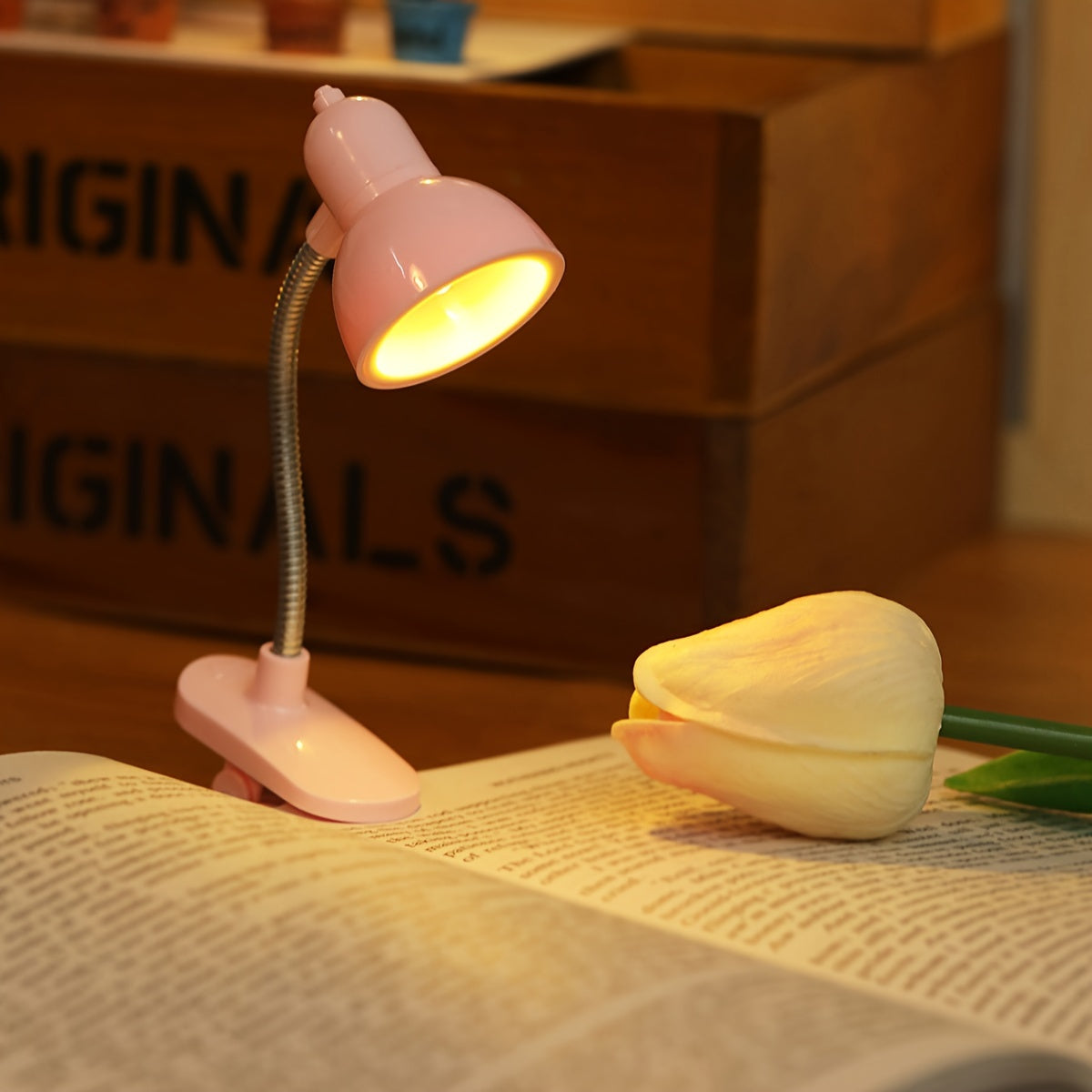 Mini Portable LED Book Light with Adjustable Arm Warm Light for Night Reading