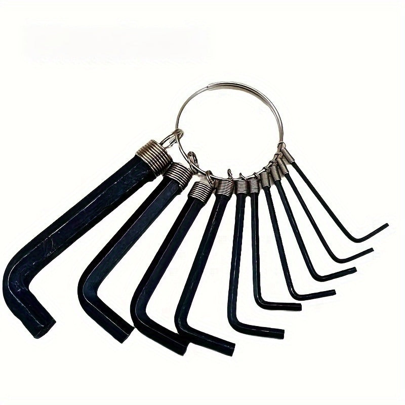 Set de 10 piezas de llaves hexagonales métricas e imperiales, forma en L, brazo corto, herramientas manuales