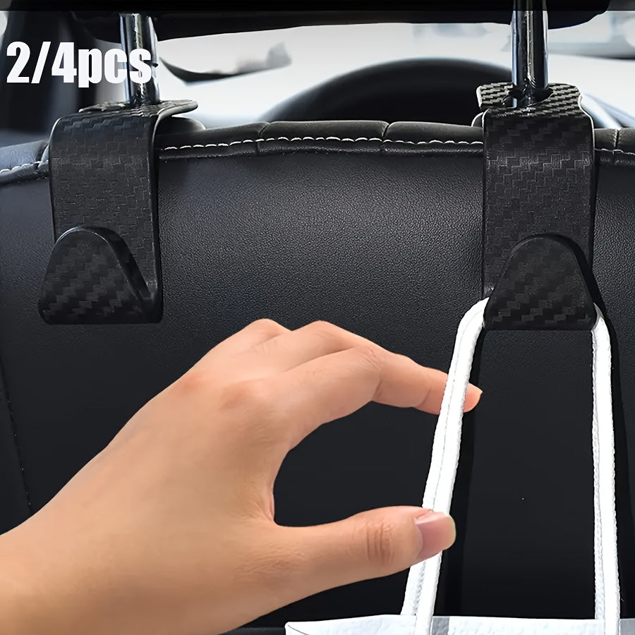 Conjunto de ganchos para asiento de coche de 3.5 pulgadas, organizador resistente de fibra de carbono para bolsas