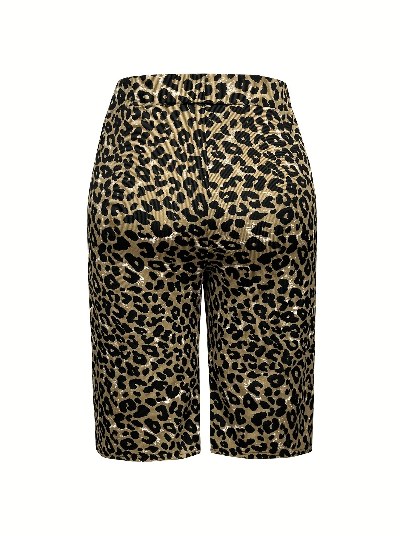Women's Plus Size Leopard Print Capri Pants Stretchy Wide Leg Lightweight