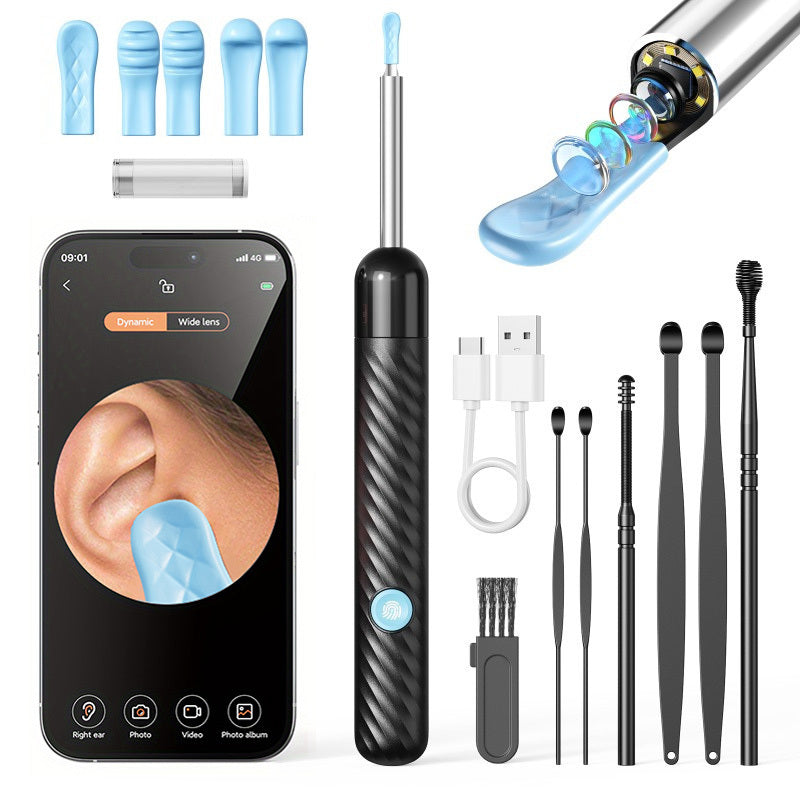 Wireless Visual Earwax Removal Tool with Camera Light Rechargeable Lithium Battery 6 Silicone Scoops
