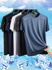 Conjunto de camisetas deportivas de secado rápido para hombre, 5 unidades, transpirable, poliéster elastano, verano, entrenamiento, casual