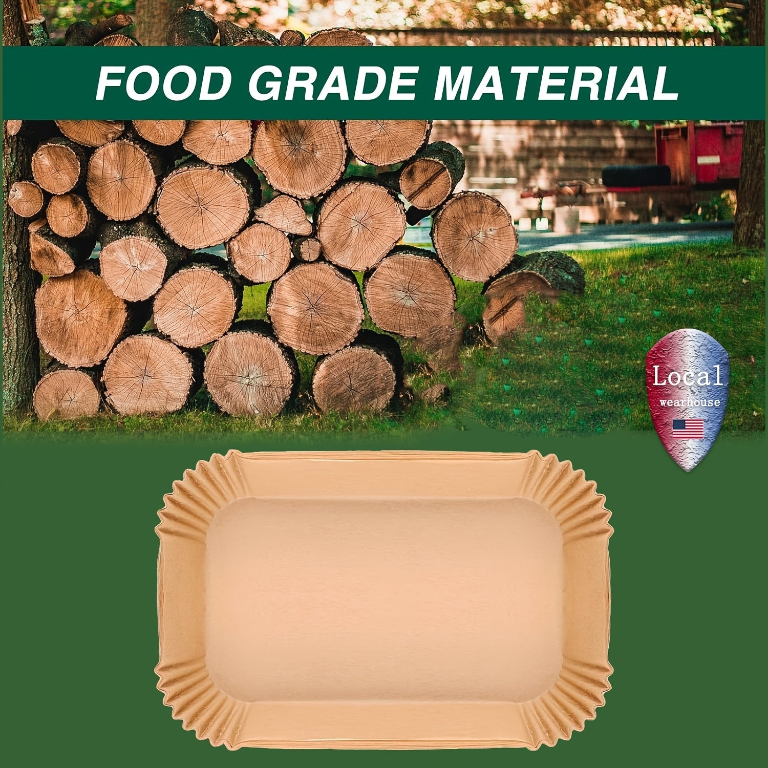 Rectangular Paper Tray for Air Fryers with Oil Blotting Sheets and Baking Liners