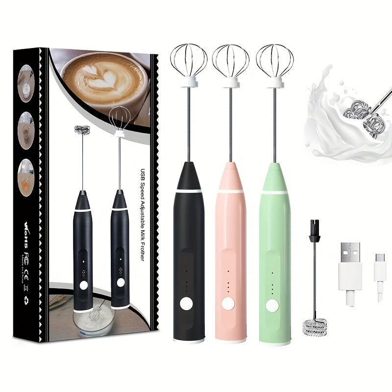 Portable Electric Milk Frother Handheld USB Rechargeable Coffee Mixer