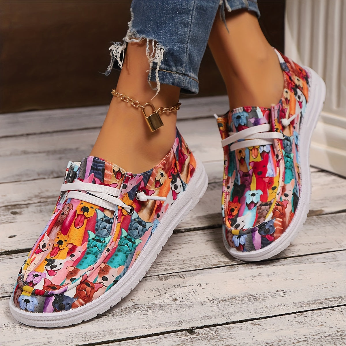 Women's Slip-On Cartoon Fashion Shoes Comfortable Casual Canvas Sneakers