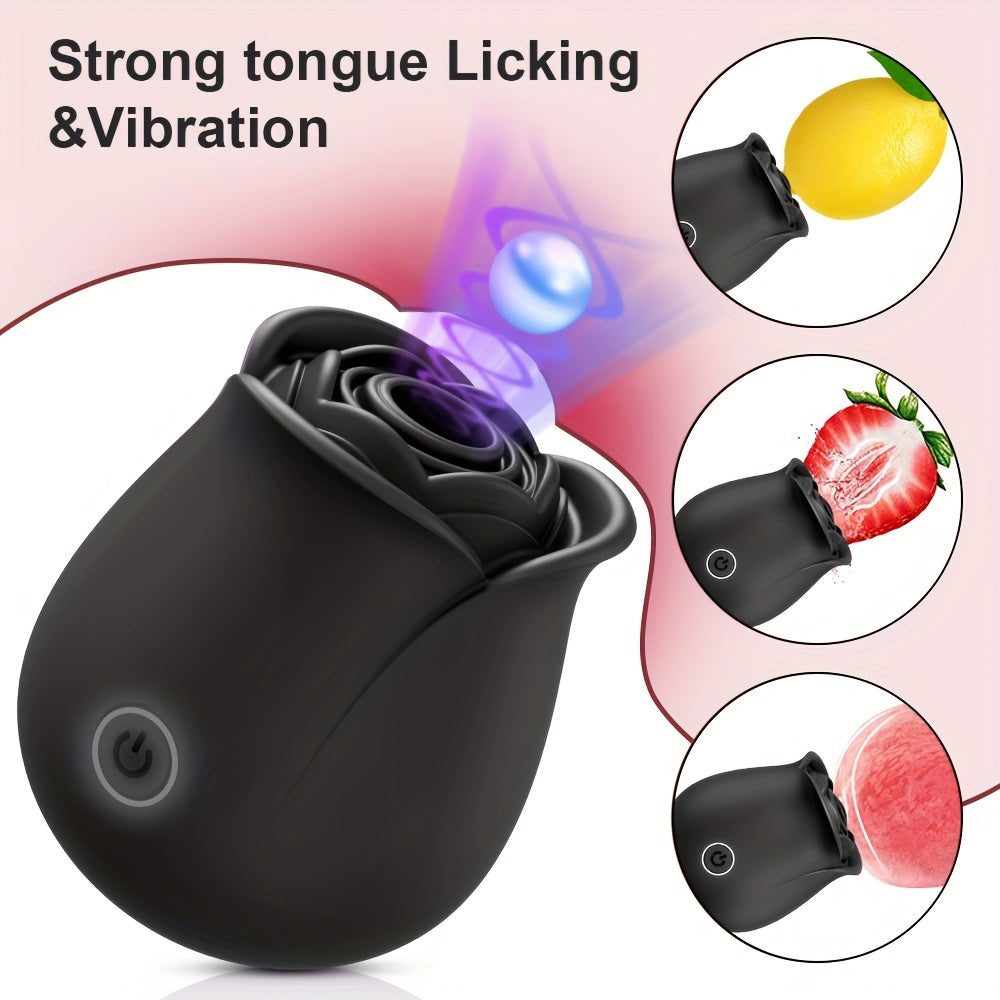 Vibrador de silicona con forma de rosa para mujer, recargable, 10 modos, estimulador de clítoris