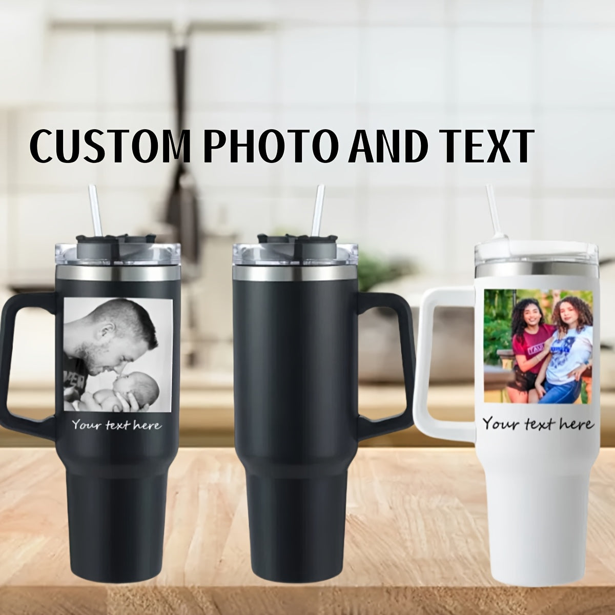 40oz Insulated Stainless Steel Tumbler with Straw and Lid Personalized Coffee Mug Gift