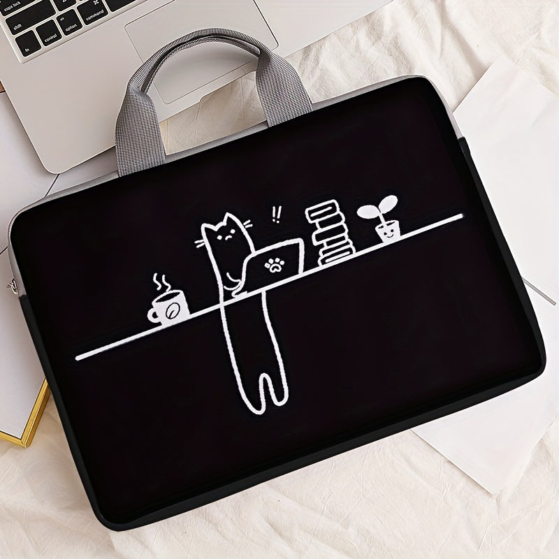 Cat Print Laptop Bag for Notebook and Tablet with File Storage Lightweight Protective Briefcase