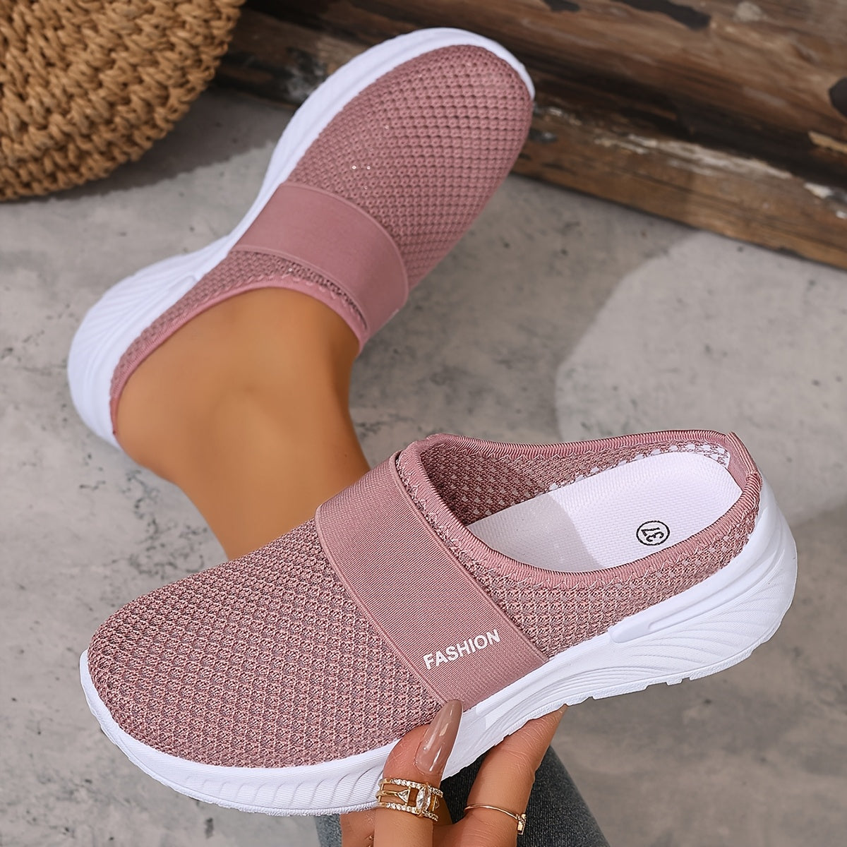 Women's Mesh Slip-On Sneakers White Black Casual Beach Summer Shoes