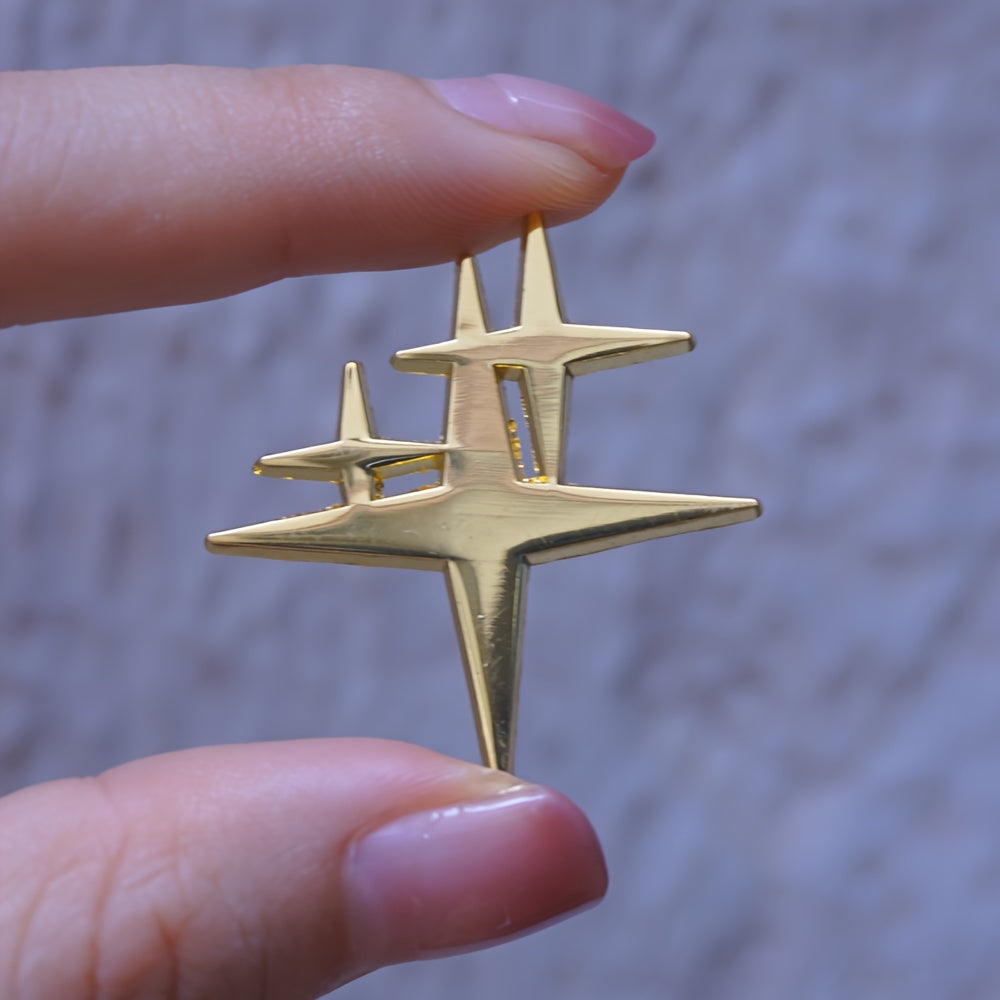 Zinc Alloy Star-Shaped Pin for Clothing and Hats Silver Small
