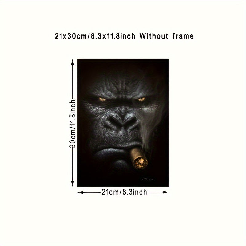 Frameless Canvas Wall Art Animal Monkey Smoking Portrait for Home Decor