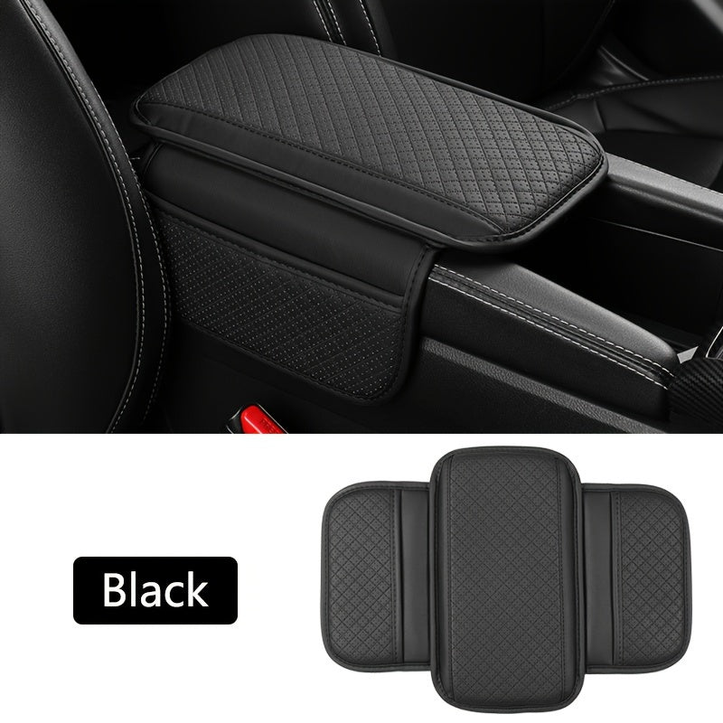 Universal Car Armrest Cushion with Phone Holder PU Leather Center Console Cover