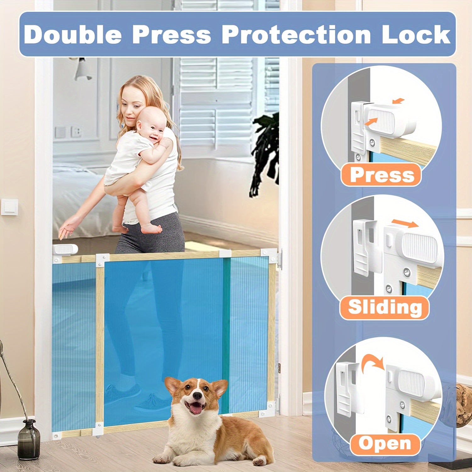 Retractable Baby and Pet Safety Gate for Doorways Stairs Indoor Outdoor