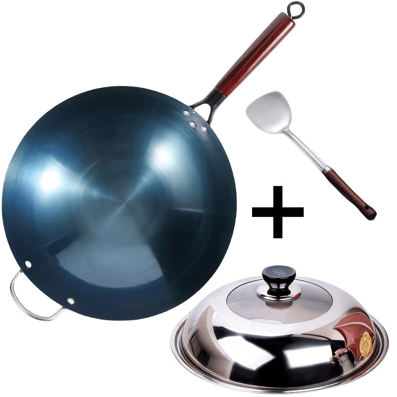 Uchta toshdan yasalgan woklar to'qnashmaslik uchun yopilgan va spatula bilan to'ldirilgan, idish yuvish mashinasiga mos