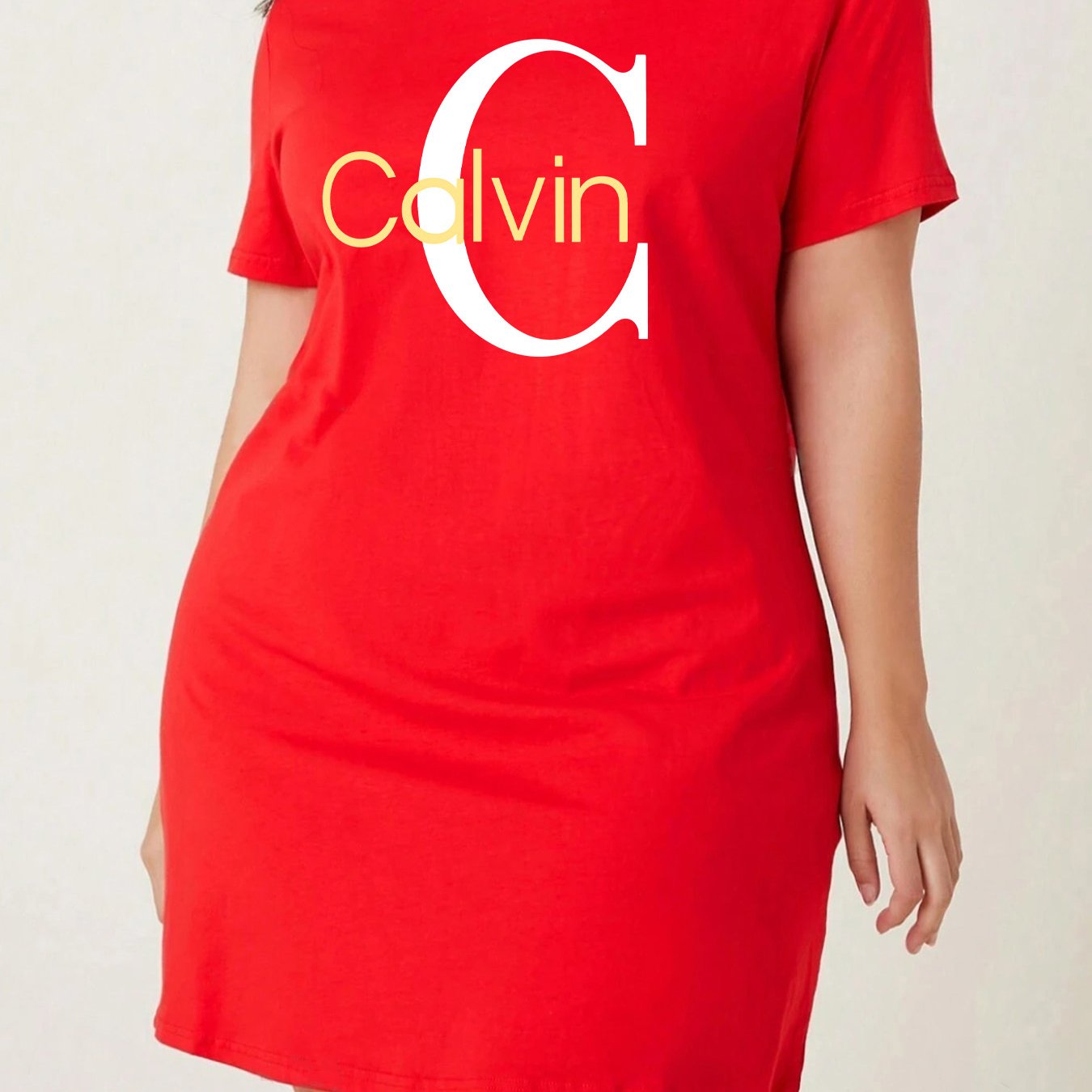 Women's Polyester T-Shirt Dress Breathable Slim Fit Summer Casual Yellow Lettering