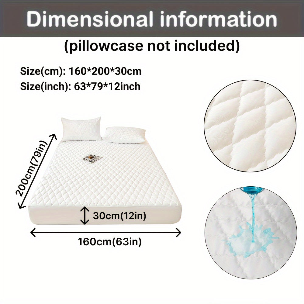 Waterproof Mattress Protector Breathable Dustproof Quilted Bed Cover in White Dark Blue Green Gray