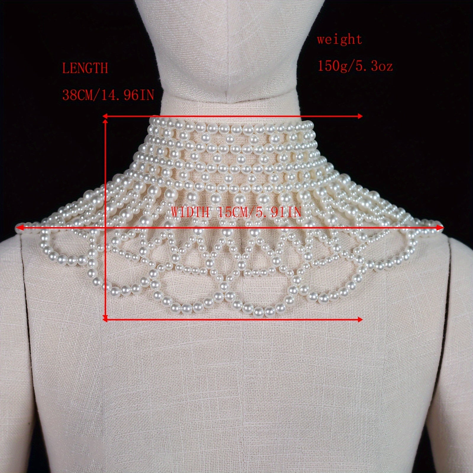 Women's Handmade Imitation Pearl Necklace with Beaded Details and Extension Chain for Wedding and Formal Wear