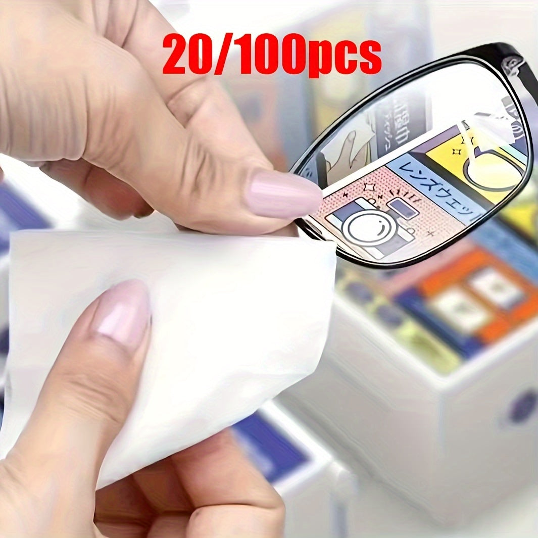 20/100 Lens and Glasses Cleaning Wipes for Mobile Screens Jewelry and Anti-Fog Glasses