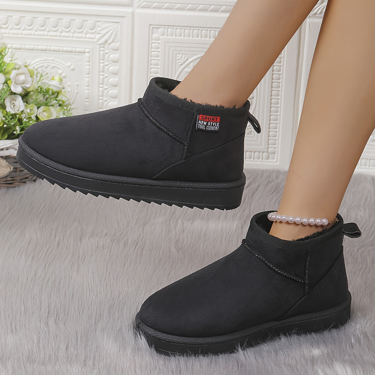 Women's Winter Snow Boots Short Heel Rubber Platform