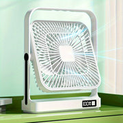 8 dyuymli portativ USB qayta zaryadlanuvchi stol ventilyatori, 5 tezlik, 360° aylanma
