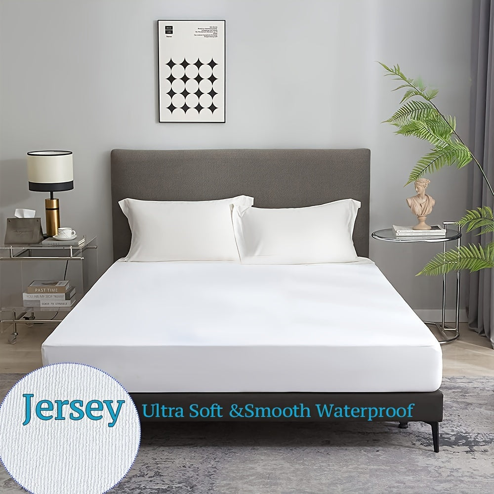 Protector de colchón impermeable de punto jersey transpirable con bolsillos profundos