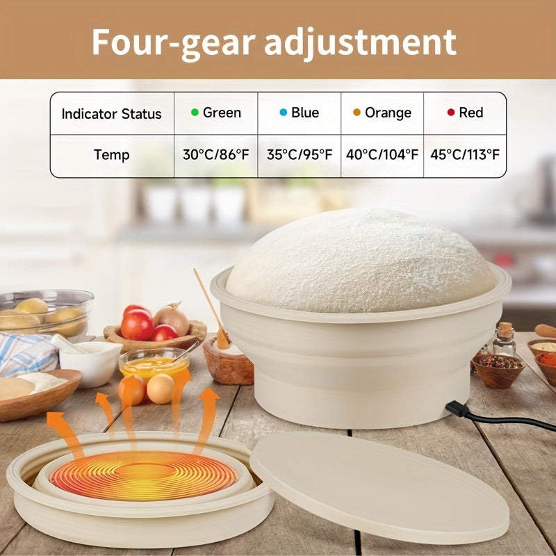 Cuenco de fermentación de silicona con control de temperatura y calefacción USB para pan y pasteles