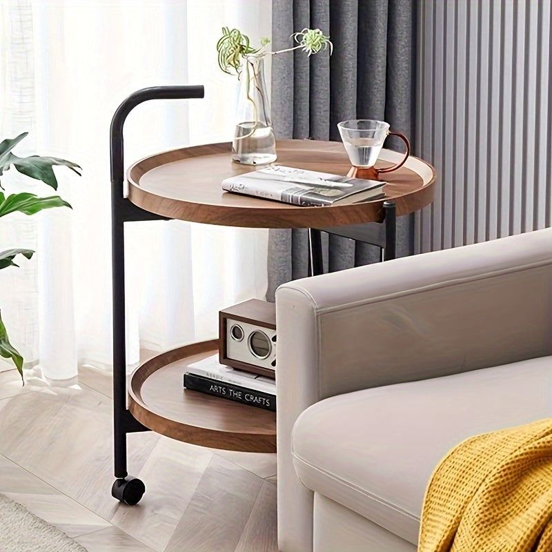 Nordic Style Cast Iron Mobile Coffee Table for Living Room Bedroom Small Apartment