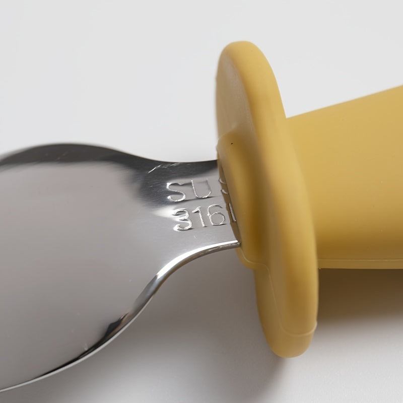 2 ta bolalar qoshiq va vilkalar to'plami, mustahkam ranglarda, zanglamaydigan po'lat va silikon materialidan tayyorlangan - bolalar uchun mukammal idish-to'plam, chaqaloq ovqatini berish uchun ideal