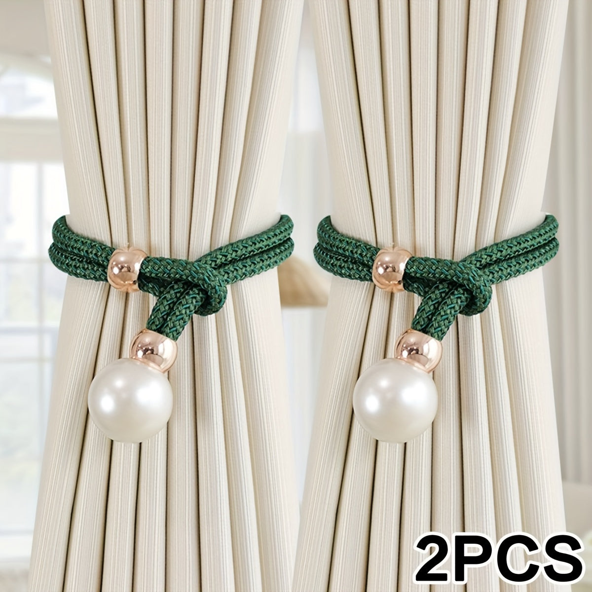Set of 2 Pearl Decorative Curtain Buckles Adjustable Elegant Room Decor