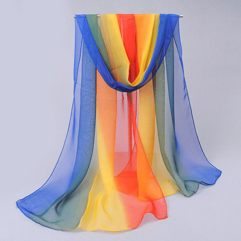 Women's Chiffon Scarf Gradient Color Lightweight Sun Protection Shawl Wrap