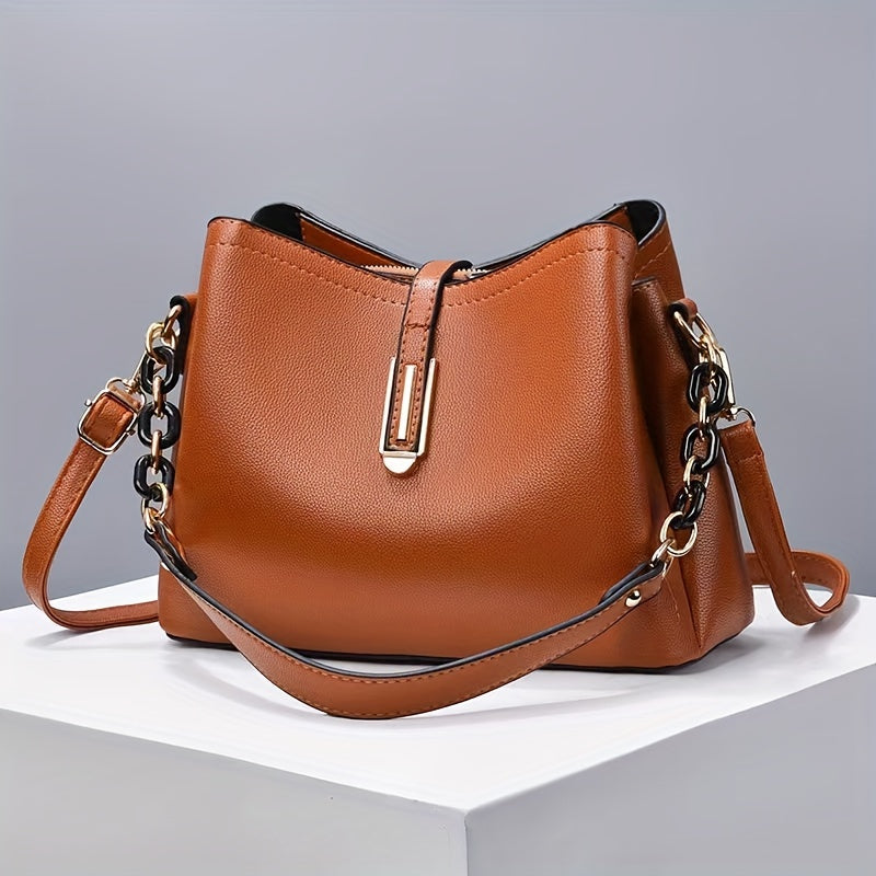 Women's Crossbody Bag with Zipper Closure, Stain-Resistant PU Material, Adjustable Strap, Polyester Lining